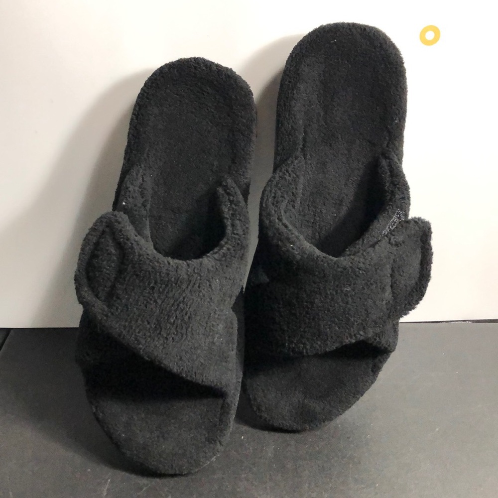 VIONIC TERRY CLOTH SLIPPERS BLACK LADIES SIZE 9 - Picture 3 of 6